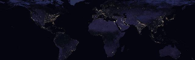 جدیدترین نقشه از روشنایی شب کره‌زمین