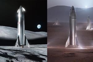  چشم انداز فضاپیما "استارشیپ" در ماه